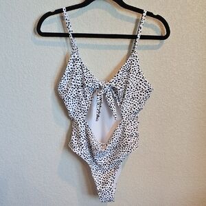ROMWE Polka Dot Swimsuit with Bow